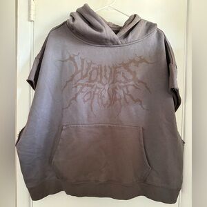 Darc Sport Gray/Brown Wolves Cut Off Hoodie, Size Large NWOT